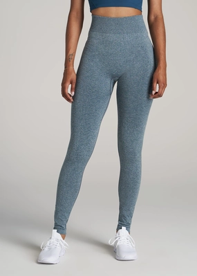 Reinforced Knees Flexible Comfort Wear Seamless Leggings for Tall Women in Bright Navy Heather