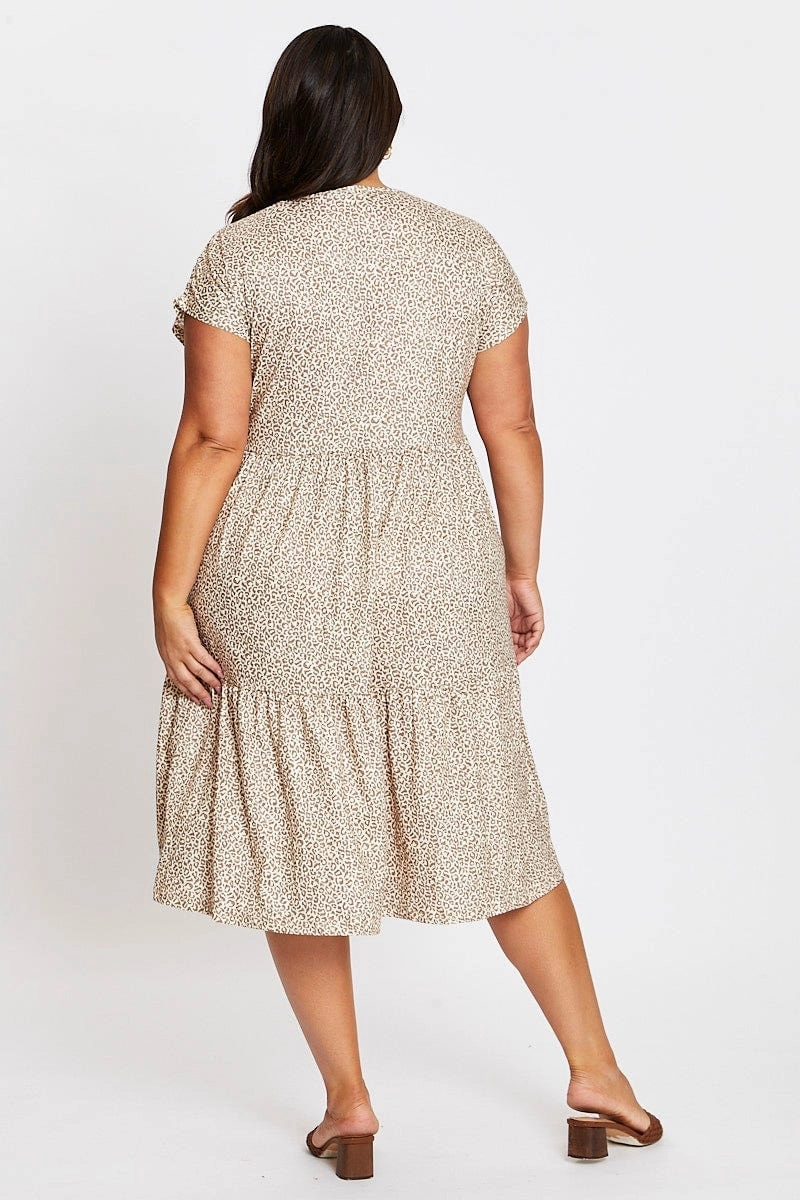 Animal Print Short Sleeve Leopard Dress Color Glow Cool Elegance