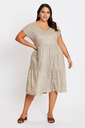 Animal Print Short Sleeve Leopard Dress Soft and Relaxed Smooth Feel