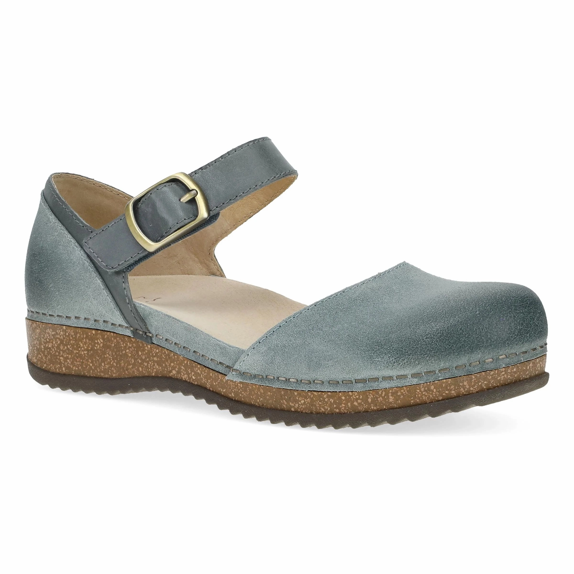 Dansko Women's Mae Mary Jane Clog - Denim Burnished Suede Pull Hike