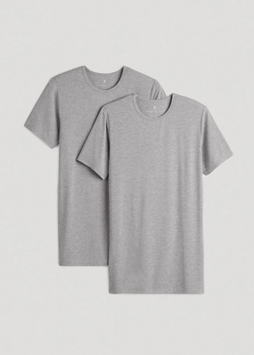 2 Pack Luxe Modal Crewneck Undershirt in Grey Mix Bound Edges Eco Dye Process
