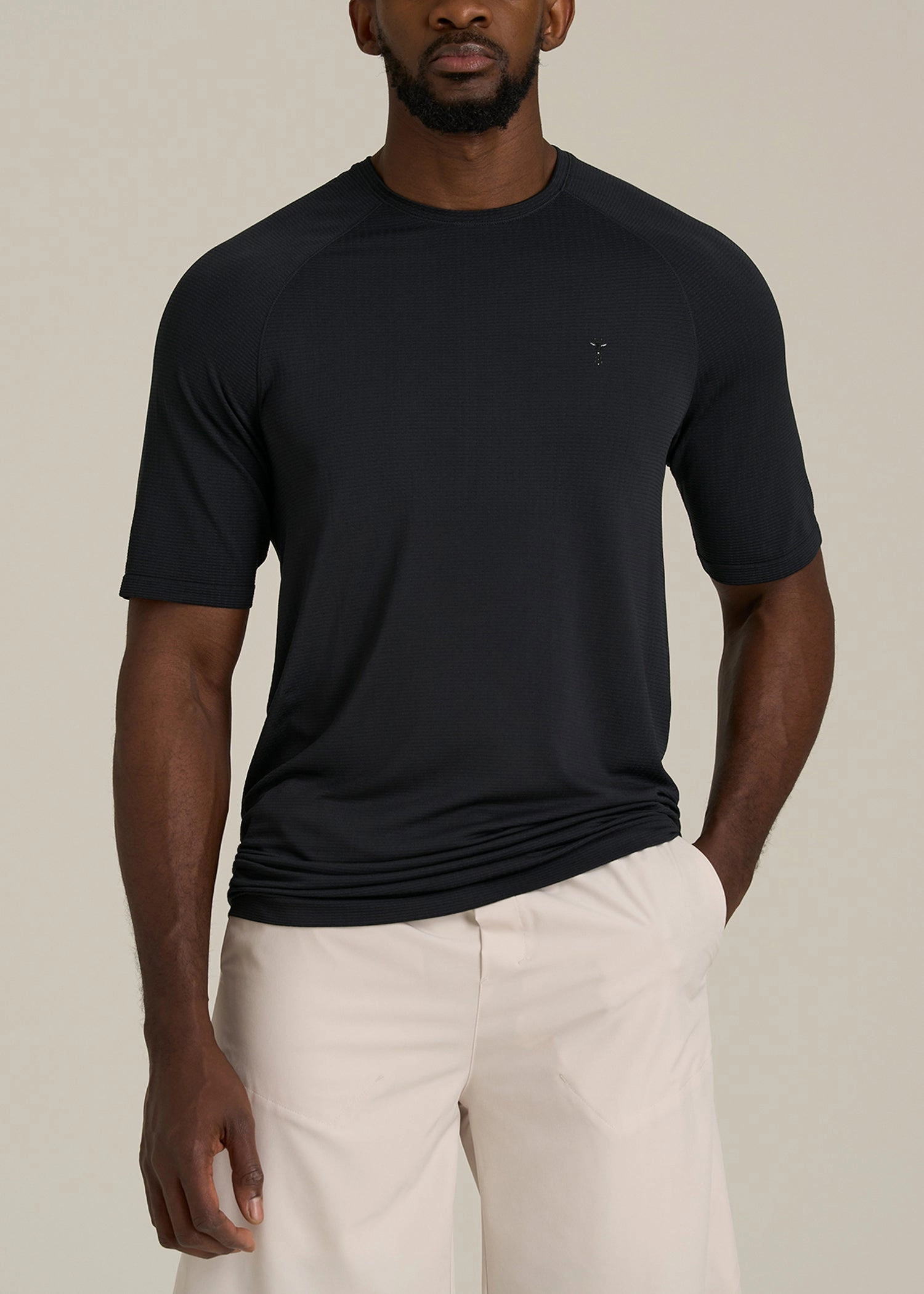 Vented Training Top for Tall Men in Black DurableDoubleLayeredHem Relaxed Tank
