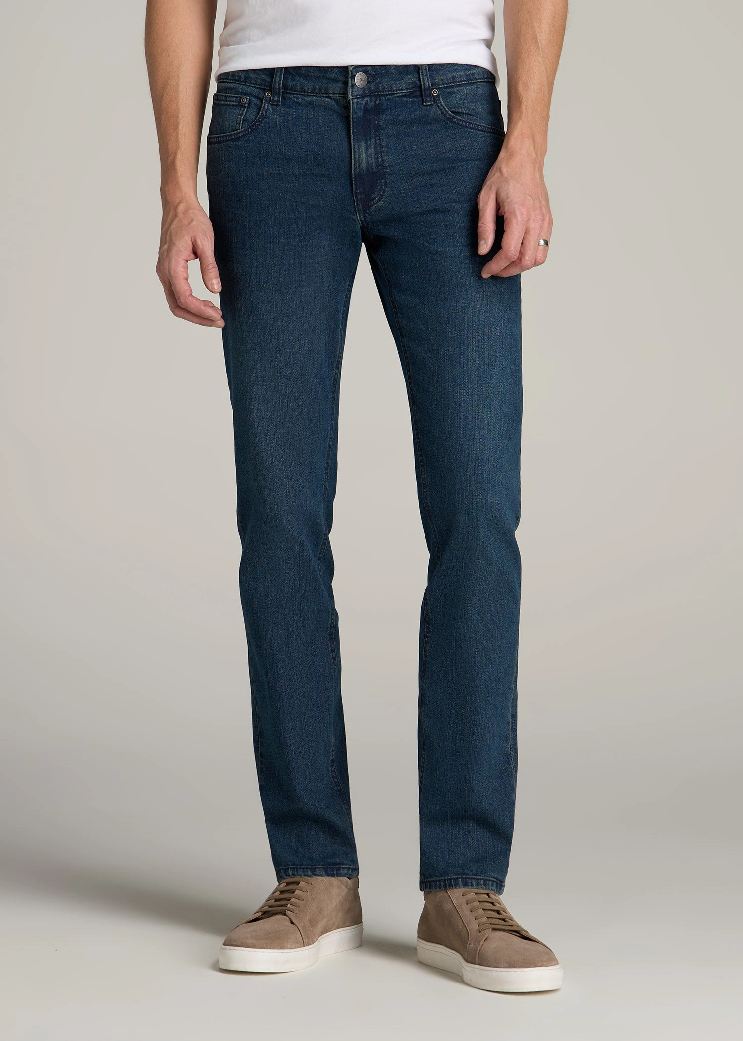 Carman TAPERED Jeans for Tall Men in Coastal Blue All Season Style Cool Classic
