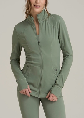 Ergonomic Shoulder Cut Daily Wear Jacket Women's Athletic Zip-Up Jacket in Dark Seagrass