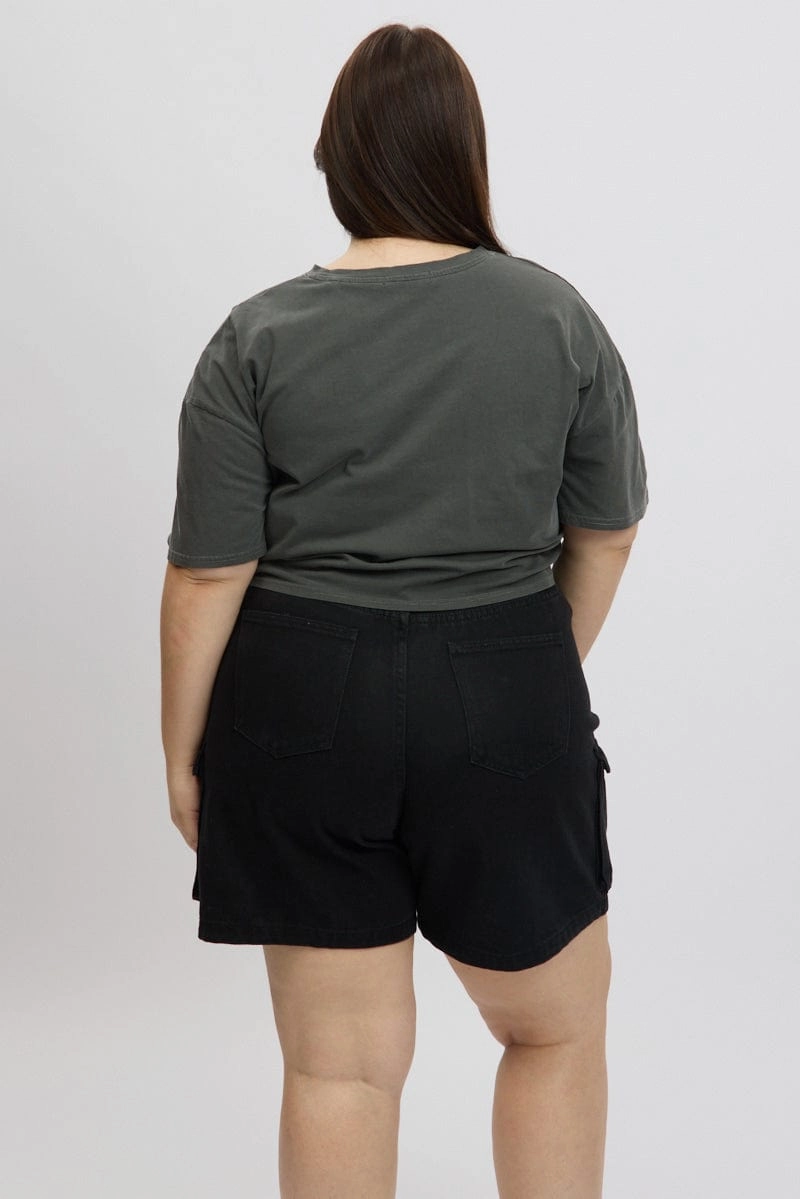 Grey Graphic T Shirt Short Sleeve Crew Neck MoistureWickingFabric