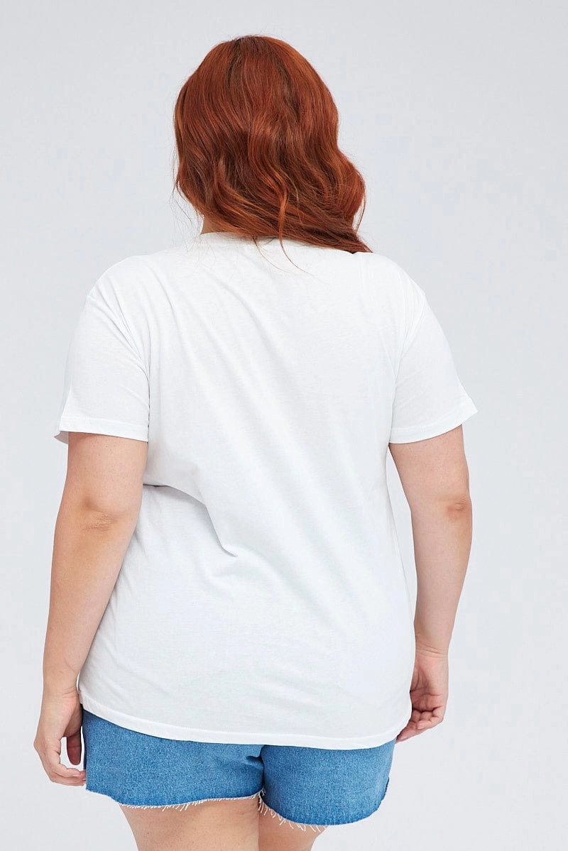 Premium Comfort Active Outfit White Graphic T-shirt Daytona Short Sleeve Cotton
