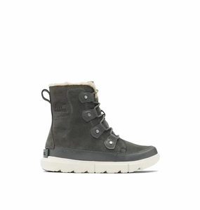 Sorel Women's Explorer II Joan Faux Fur Waterproof Boot - Grill/Fawn Knit Top