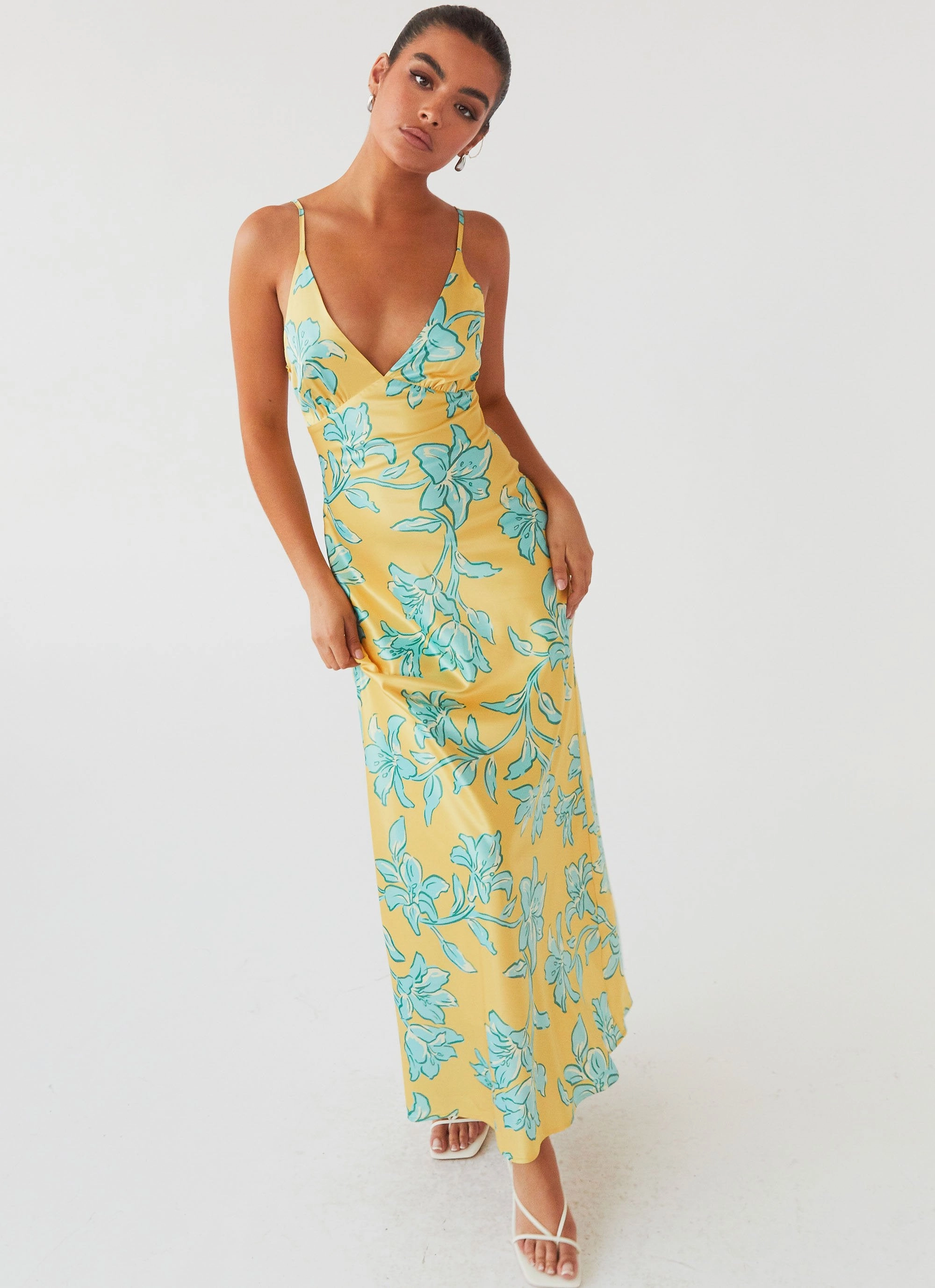Sorrento Sun Maxi Dress - Golden Bloom Silky Surface Knit Warm