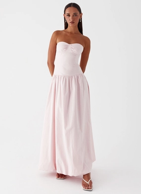 Starla Maxi Dress - Pink Silk Flow Tulle-Overlay