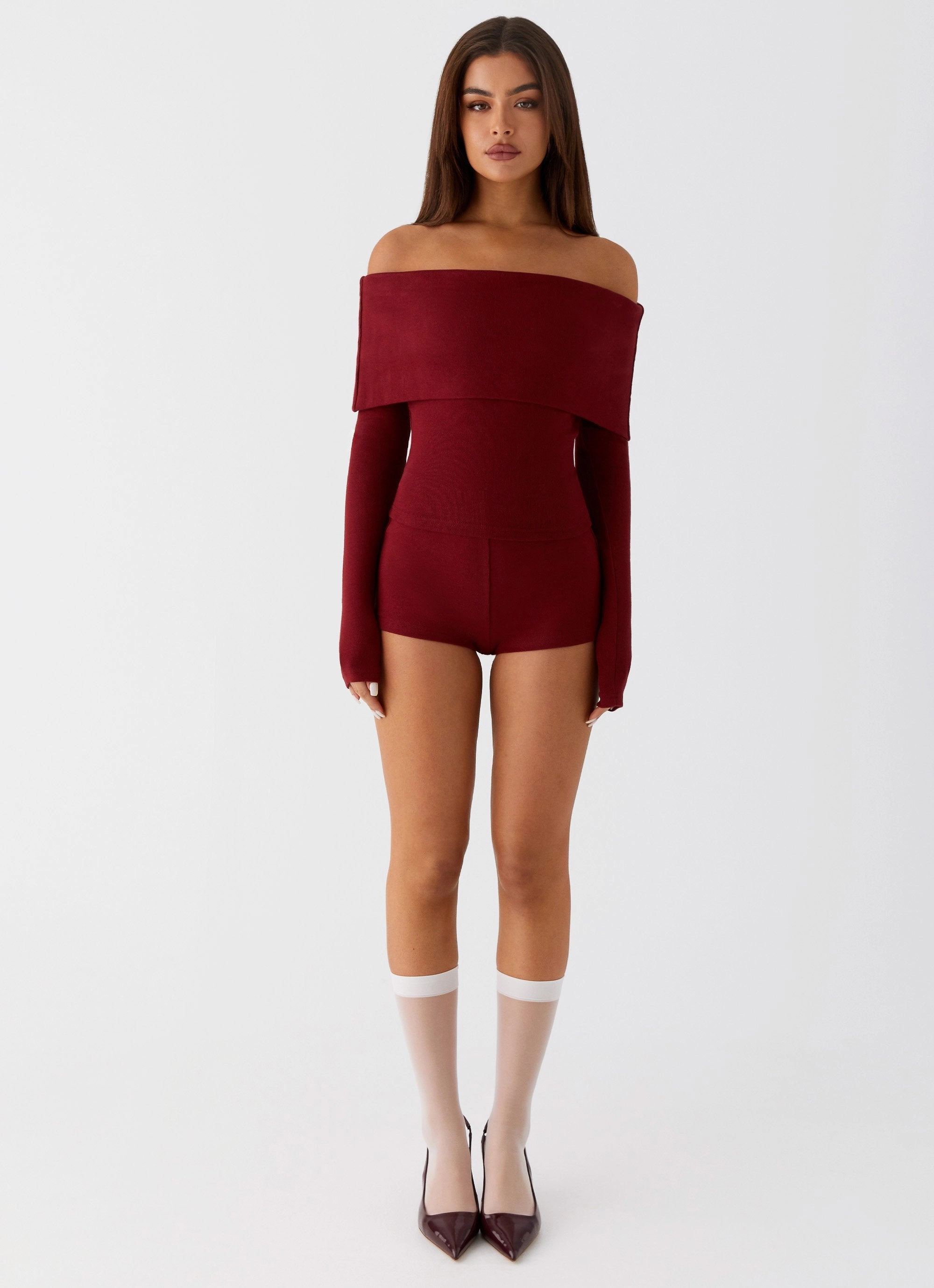 Businesswoman Reader Spectate Long Sleeve Top - Maroon