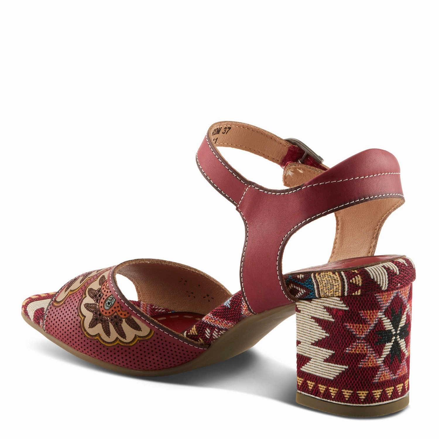 L'Artiste by Spring Step Women's Sassy Class Heeled Sandal - Red Multi Sporty Outdoor Sandals Leisure Life