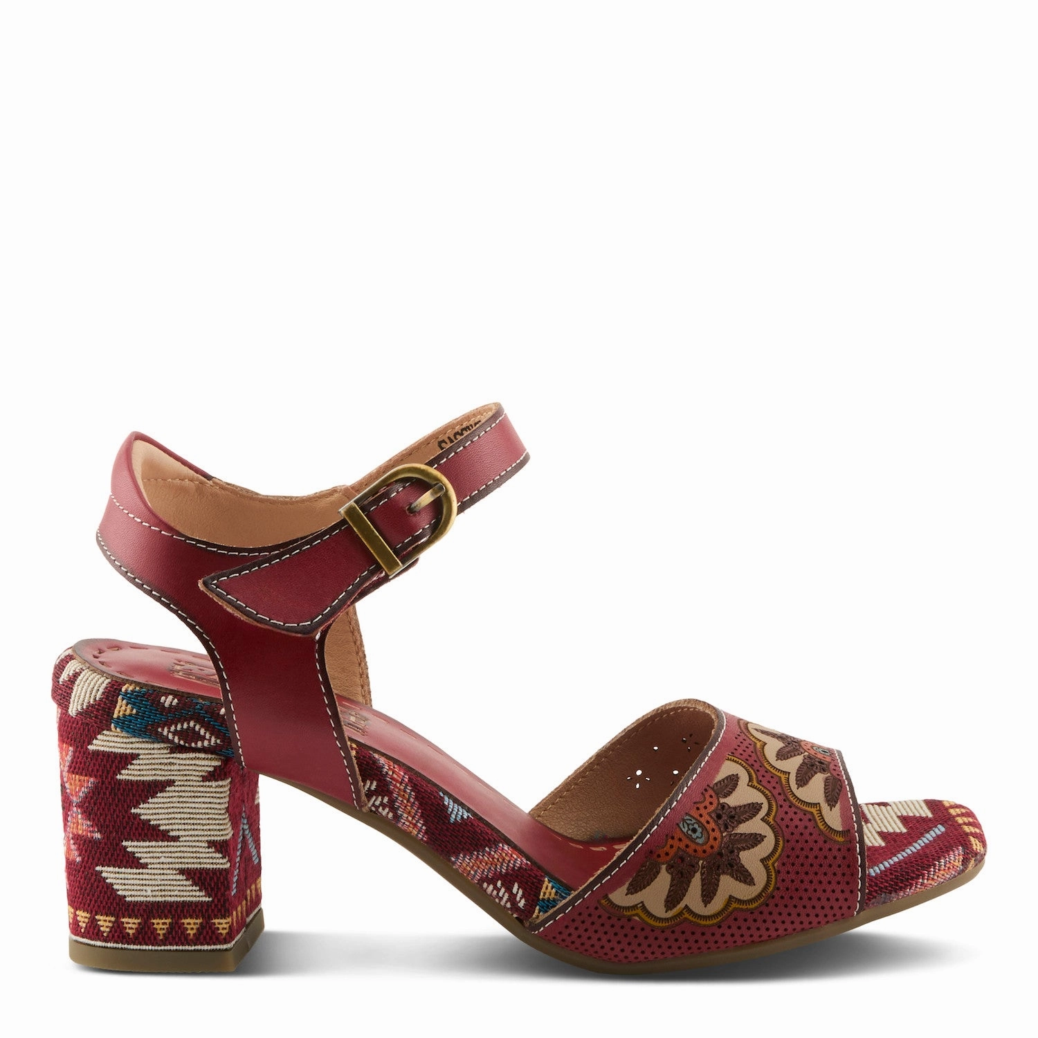 No Stress Toe Guard L'Artiste by Spring Step Women's Sassy Class Heeled Sandal - Red Multi
