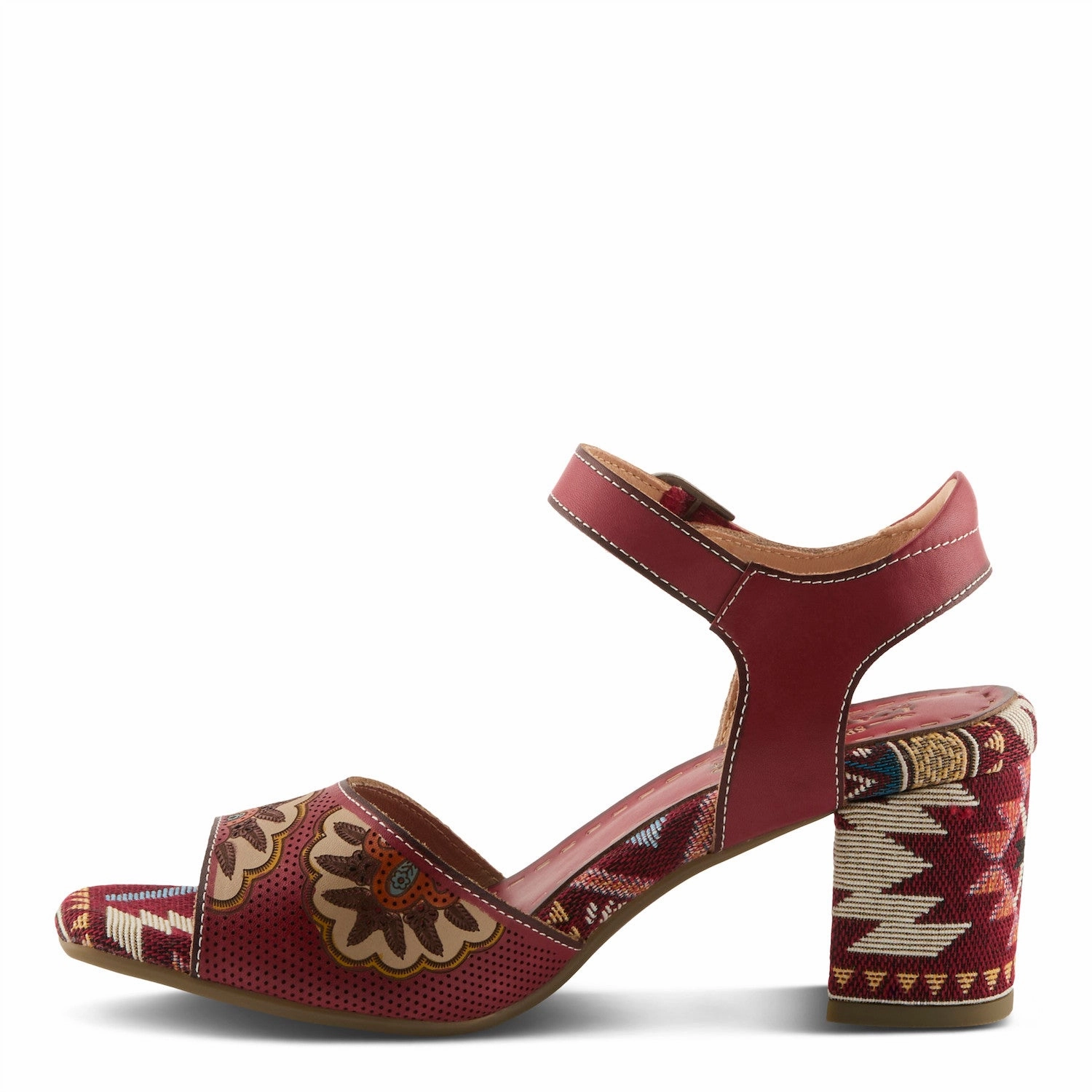 L'Artiste by Spring Step Women's Sassy Class Heeled Sandal - Red Multi Urban Look Sandal Care