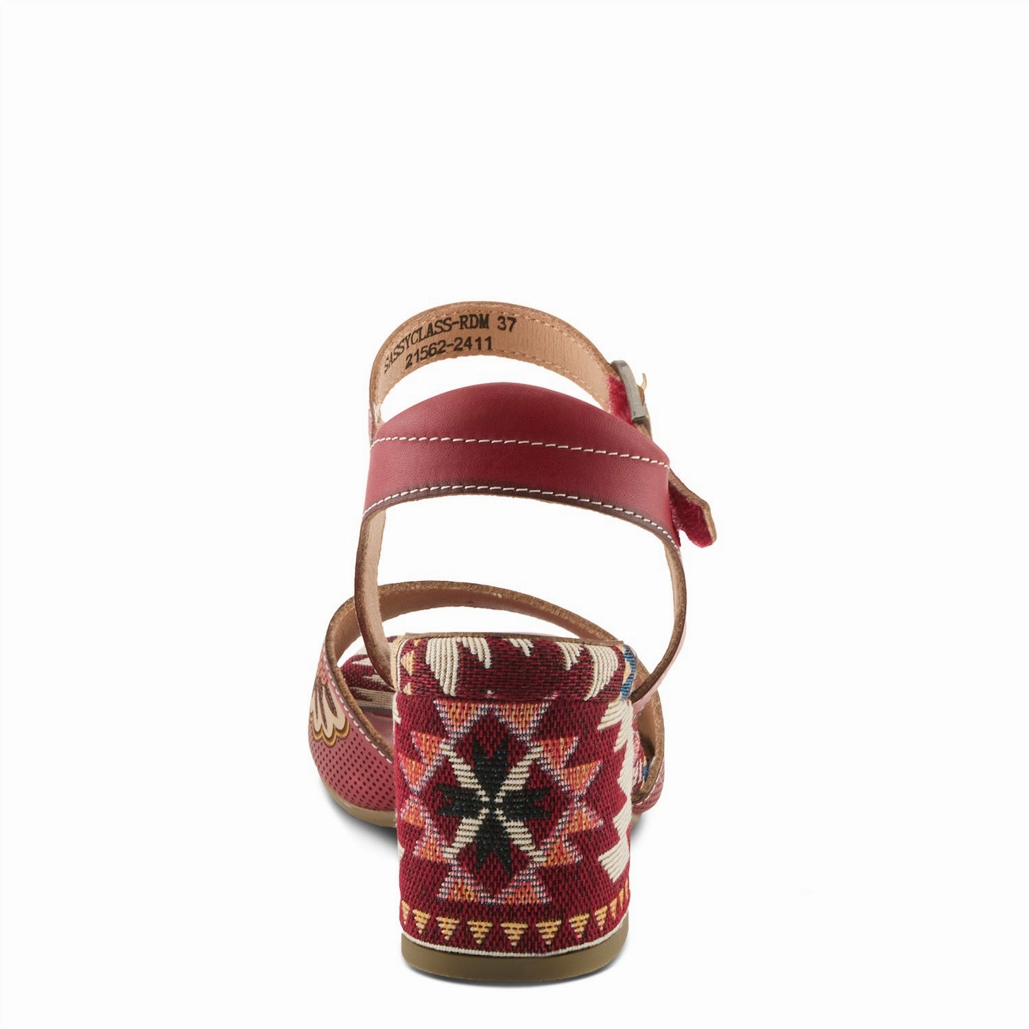 L'Artiste by Spring Step Women's Sassy Class Heeled Sandal - Red Multi Non Toxic Construction