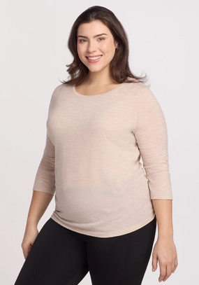 School Uniform Jenny 3/4 Sleeve Crew Neck - Cream Heather