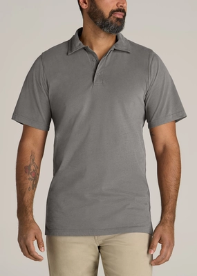 Fit For All LJ&S Ultra Soft Short Sleeve Cotton Polo for Tall Men in Vintage Pewter