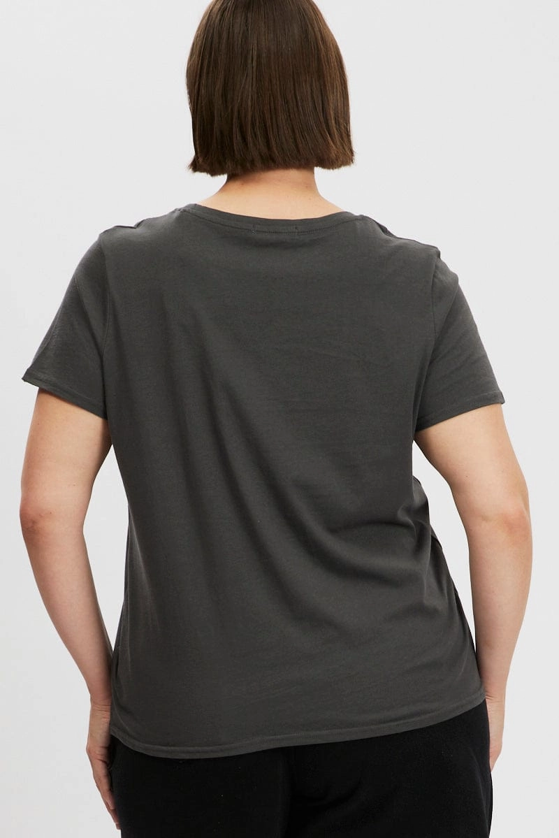 Comfort Flex Cool Design Grey Graphic T Shirt Short Sleeve Crew Neck