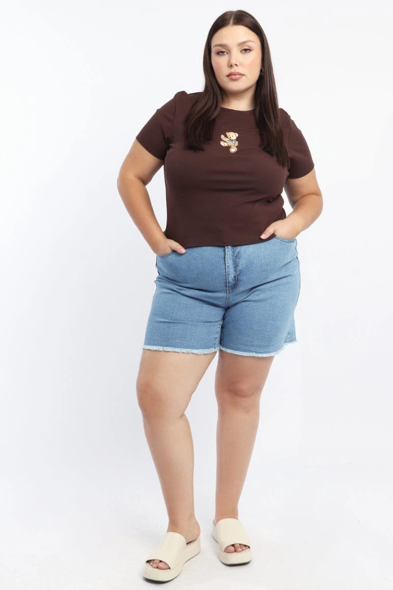 Brown Graphic T Shirt Short Sleeve Crew Neck Breathable Comfort Design All-day style