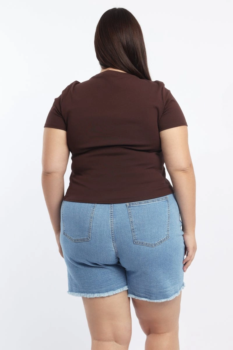 Brown Graphic T Shirt Short Sleeve Crew Neck No Fade Technology Universal Silhouette