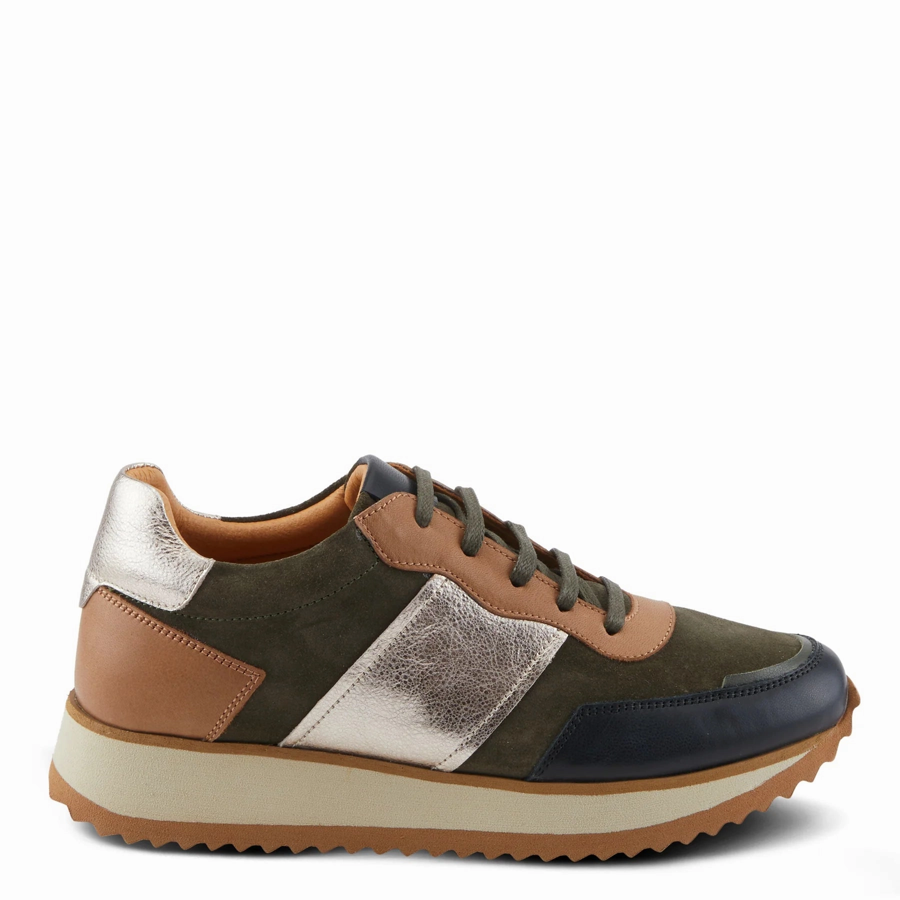 Effortless Look Flexible Step Spring Step Compter Sneaker - Olive Suede