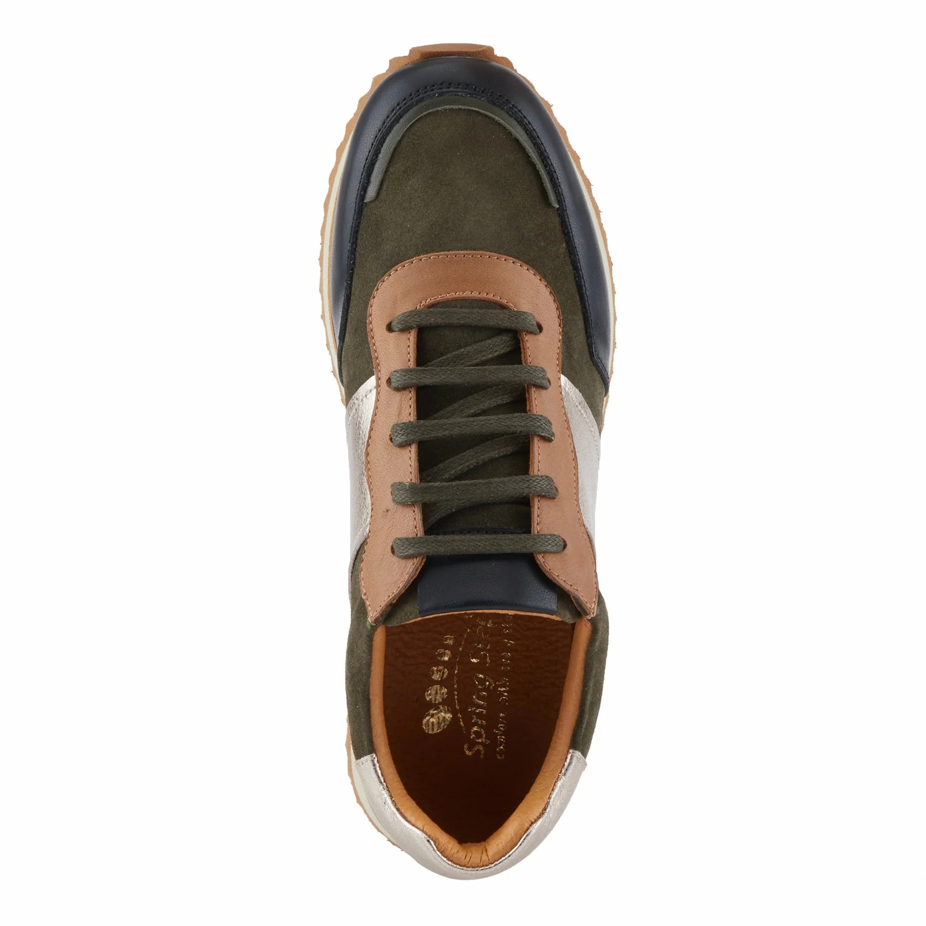 Spring Step Compter Sneaker - Olive Suede Work Day Fit Alley Run