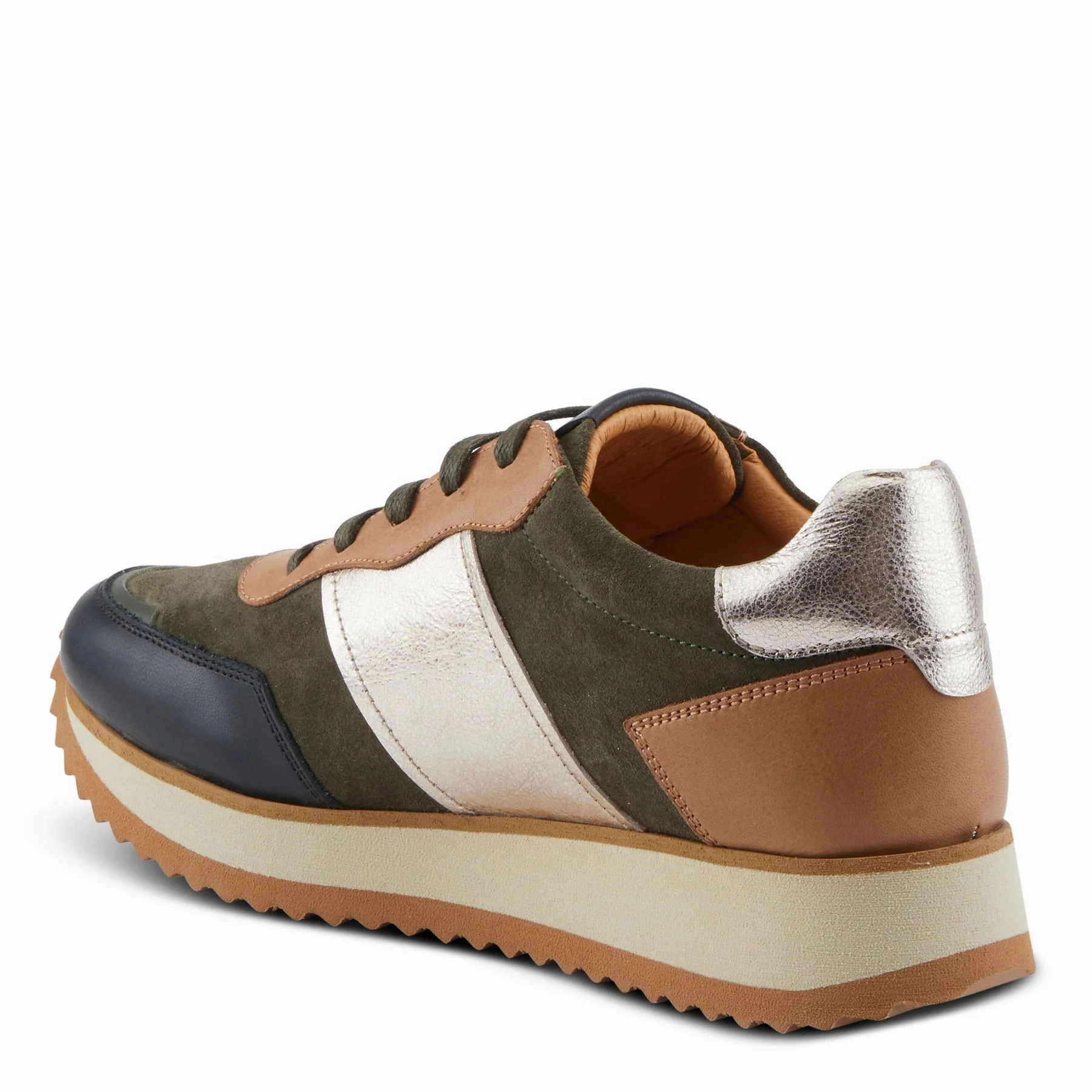 Spring Step Compter Sneaker - Olive Suede Run Meet Tide Hike