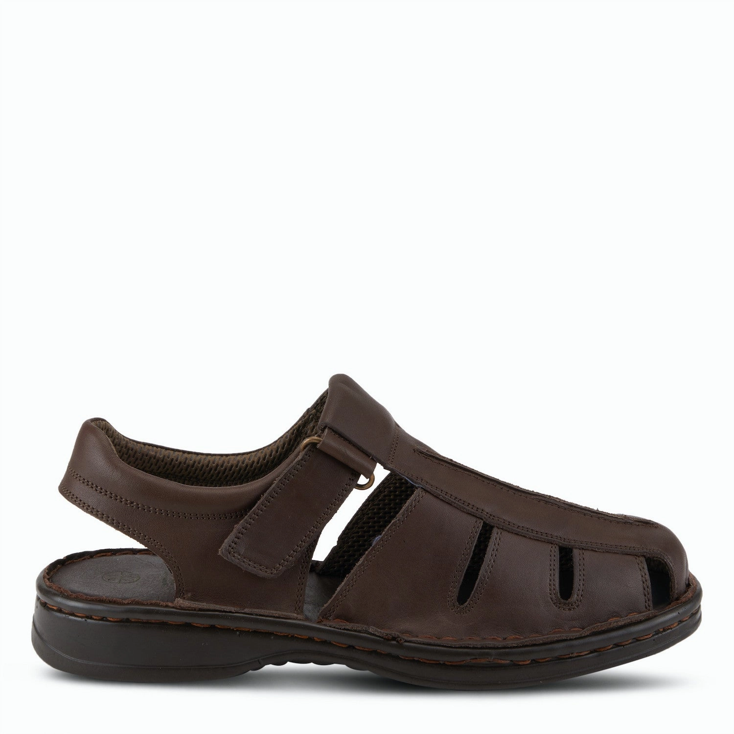 Heel Ease Hypoallergenic Inner Lining Spring Step Men's Laredo Leather Sandal - Dark Brown