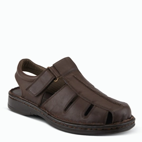 Moist Safe Spring Step Men's Laredo Leather Sandal - Dark Brown