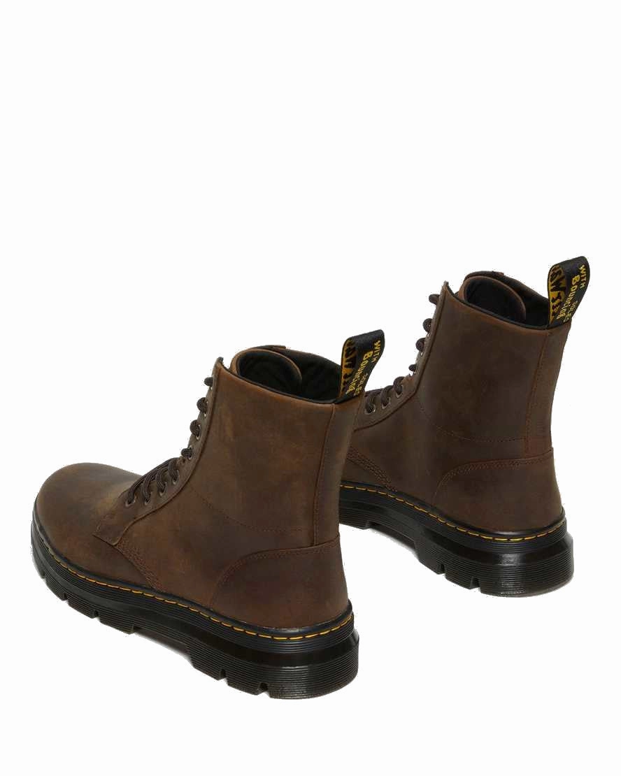 Stair Climb Lace   Up Dr. Martens Men's Combs Crazy Horse Leather Casual Boots - Dark Brown