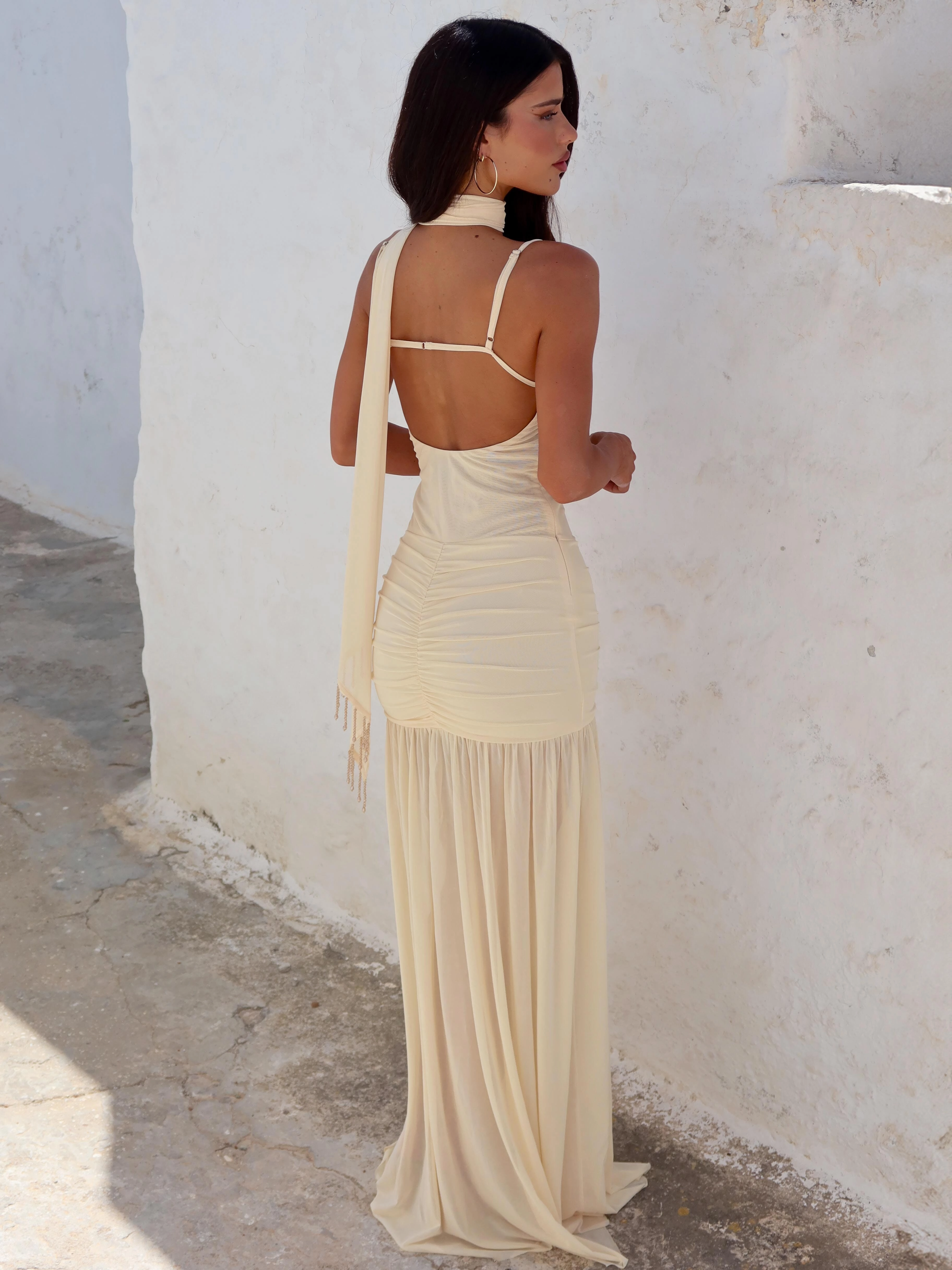 IDA MAXI DRESS CREAM Lace-Trim