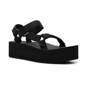Teva Women's Flatform Universal Sandal - Black Ribbon Tie Urban Look