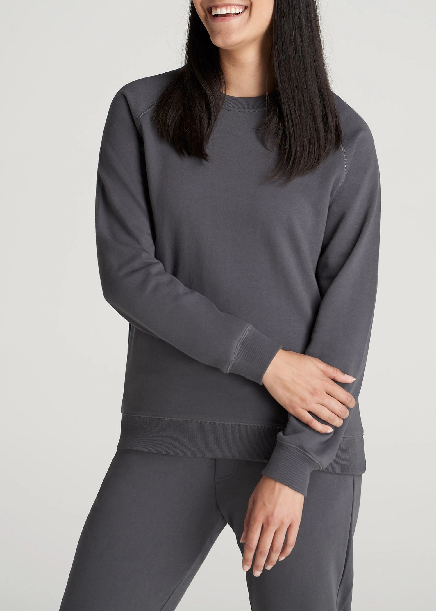 Wearever French Terry Women's Tall Crewneck Sweatshirt in Charcoal Go-to Wear Relaxed Wear