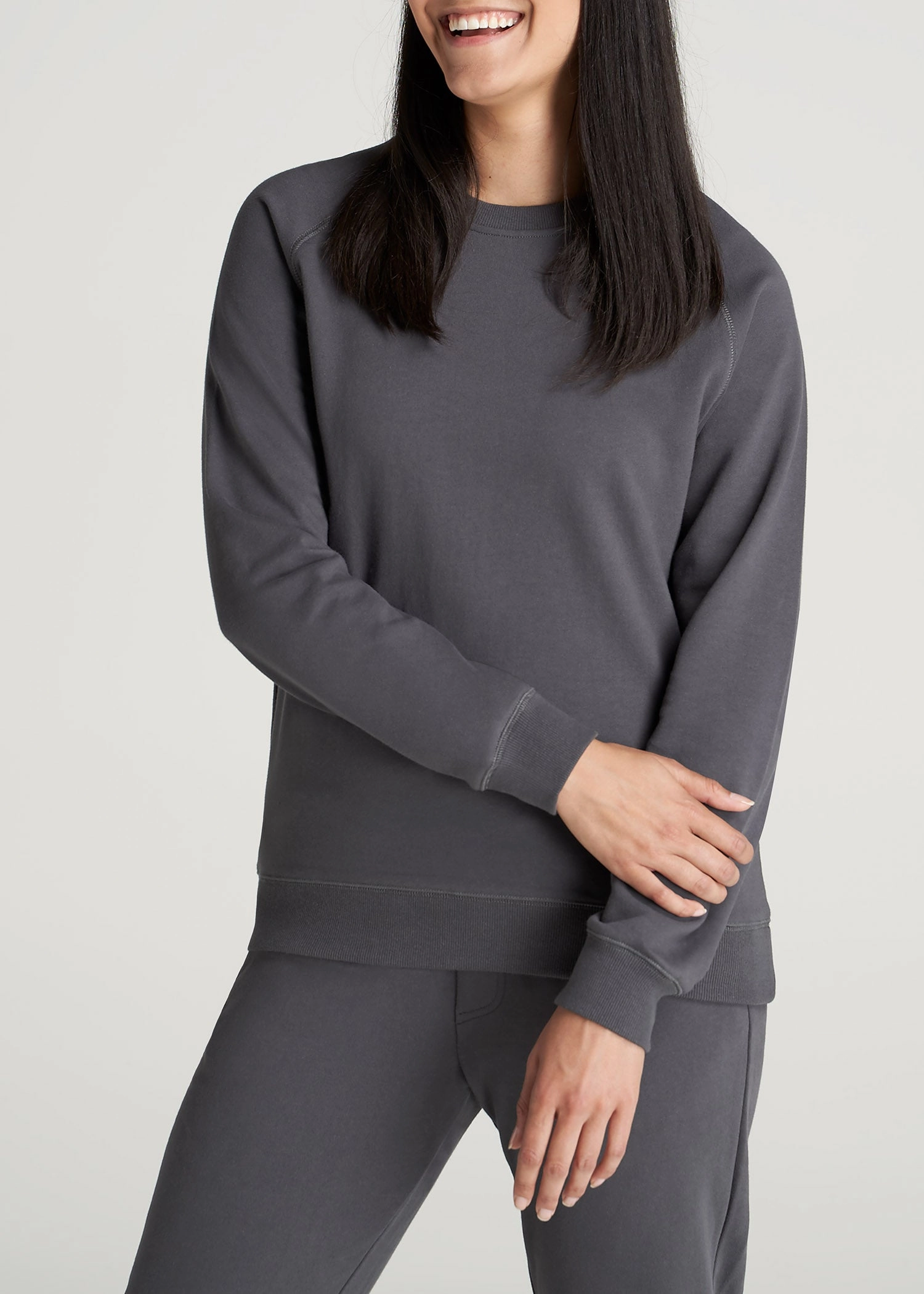 Wearever French Terry Women's Tall Crewneck Sweatshirt in Charcoal Timeless Style Everyday Hoodie