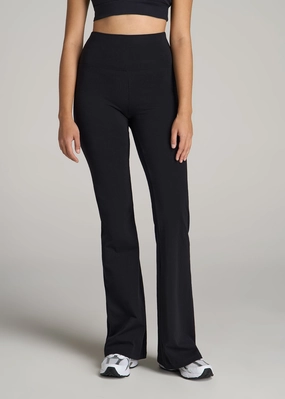 Tall Women's Cotton Flare Legging in Black Postpartum Fit Morning Stretch Home Lounge