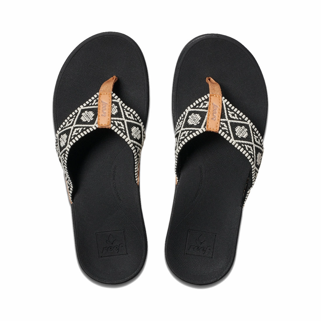 REEF Women's Ortho Woven Sandal - Black/White Minimalist Light Trail
