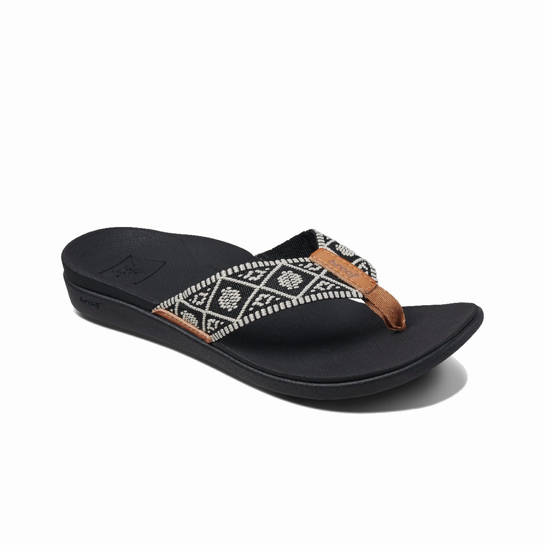 REEF Women's Ortho Woven Sandal - Black/White Footwear for All Non Irritating Seamless Edges