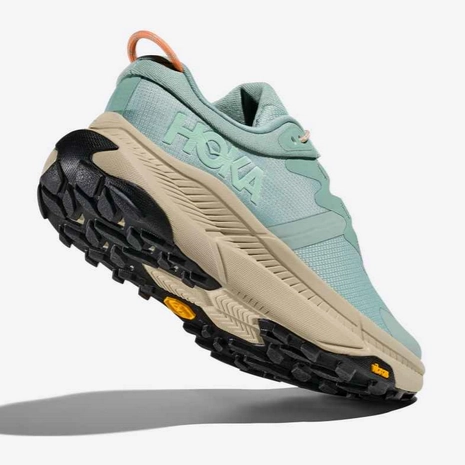Hoka Women's Transport Commuter Shoe - Jade / Oyster Mushroom Reinforced toe