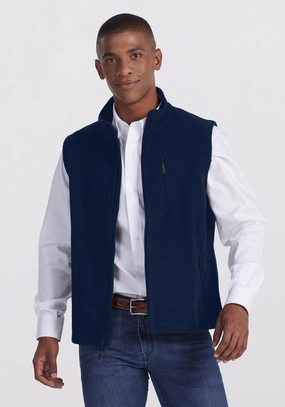 Stowe Vest - Deep Navy Eco Friendly Construction Weatherproof Zipper Tech