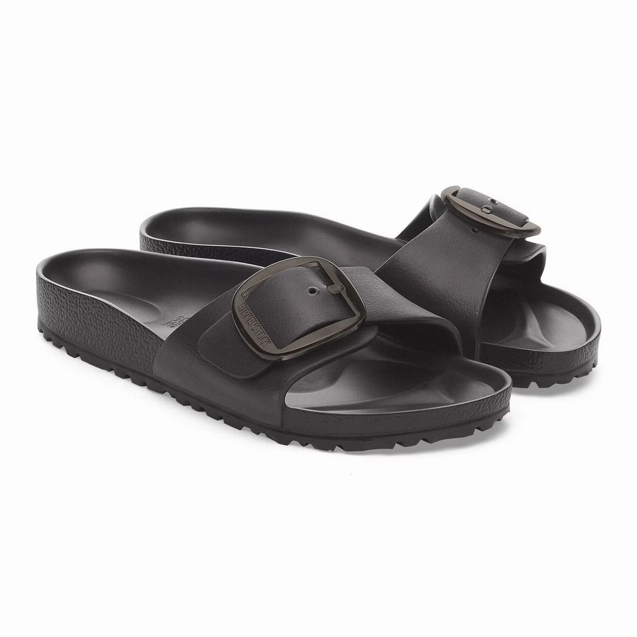 Sustainable Cork Footbed Birkenstock Women's Madrid Big Buckle EVA Sandal - Black
