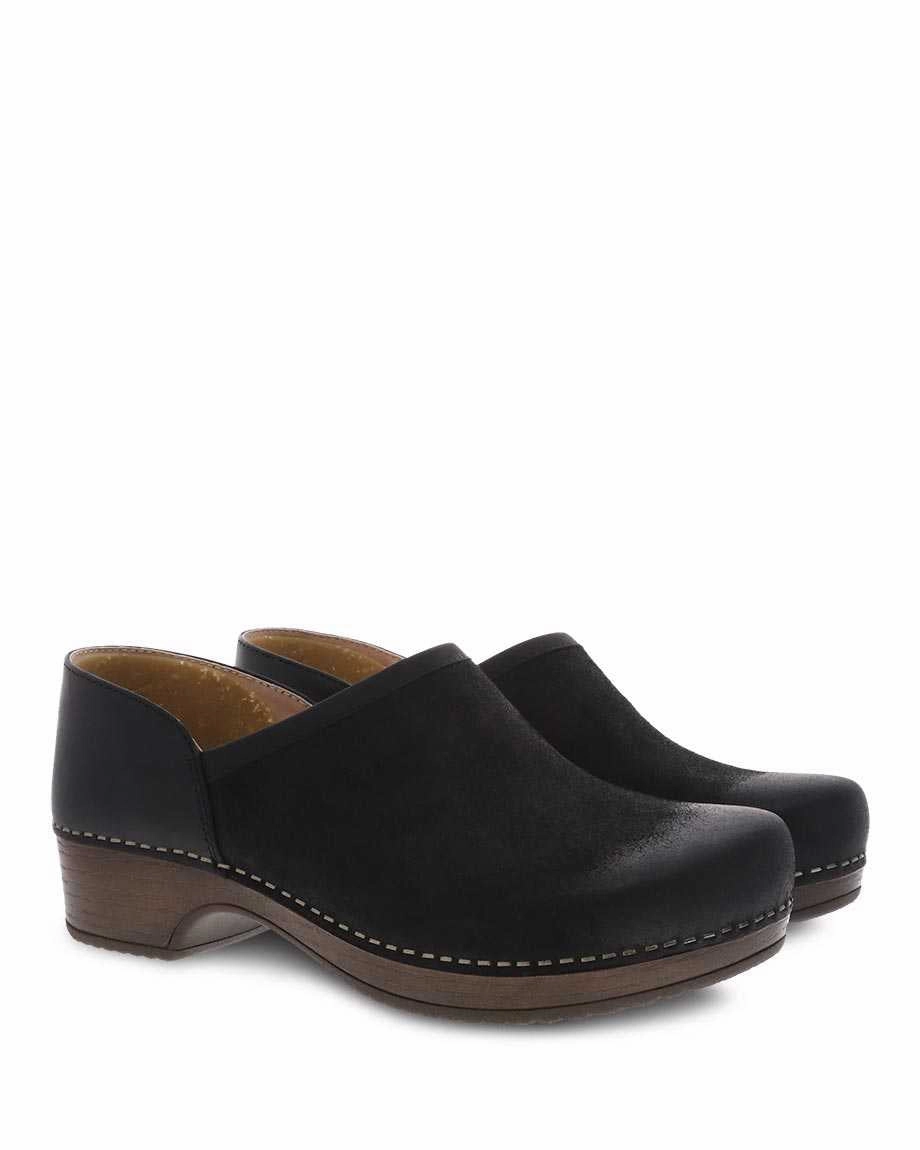 Velcro Strap Plus Size Dansko Women's Brenna Burnished Suede - Black