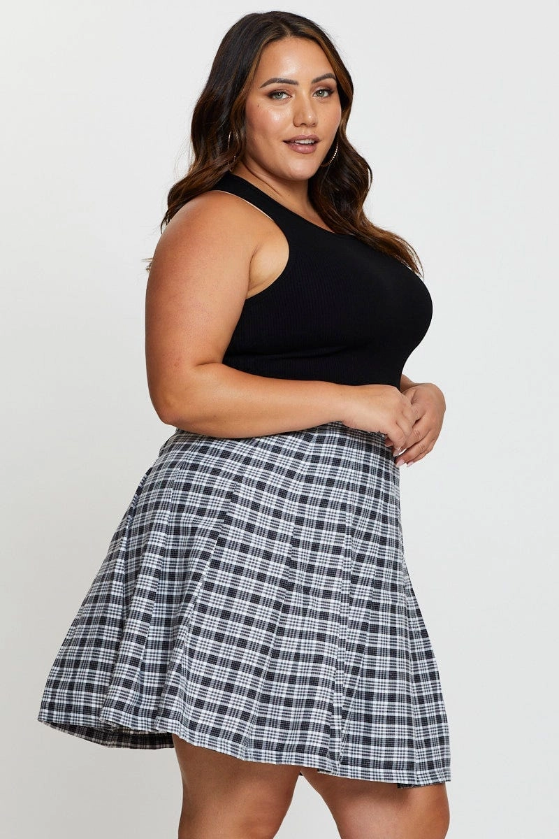Stylish Choice Check Mini Tennis Skirt Pleated
