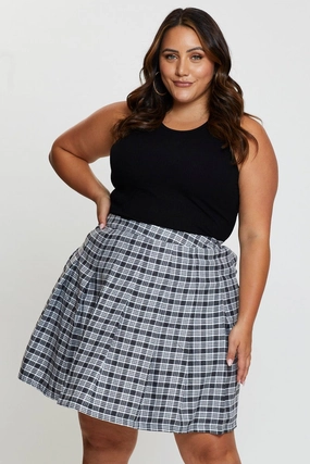 Adjustable drawstring hypoallergenic material Check Mini Tennis Skirt Pleated