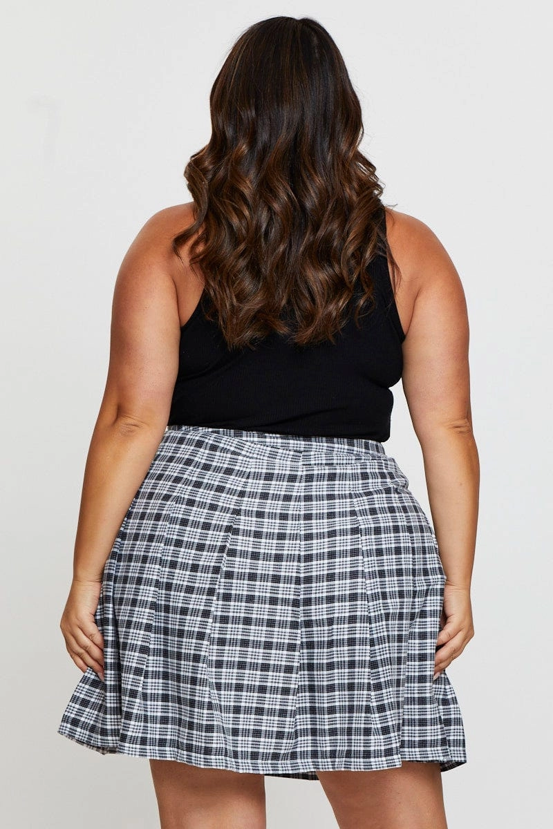 Check Mini Tennis Skirt Pleated Wedding guest Easy Layers