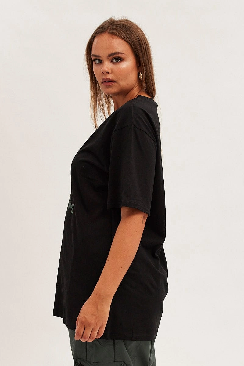 Black Graphic T-shirt Eagle Print Oversized Cotton Weekend Outfit