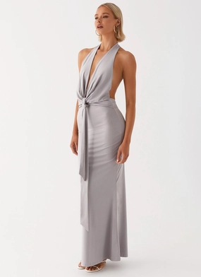 Edge Detail Carmella Maxi Dress - Grey