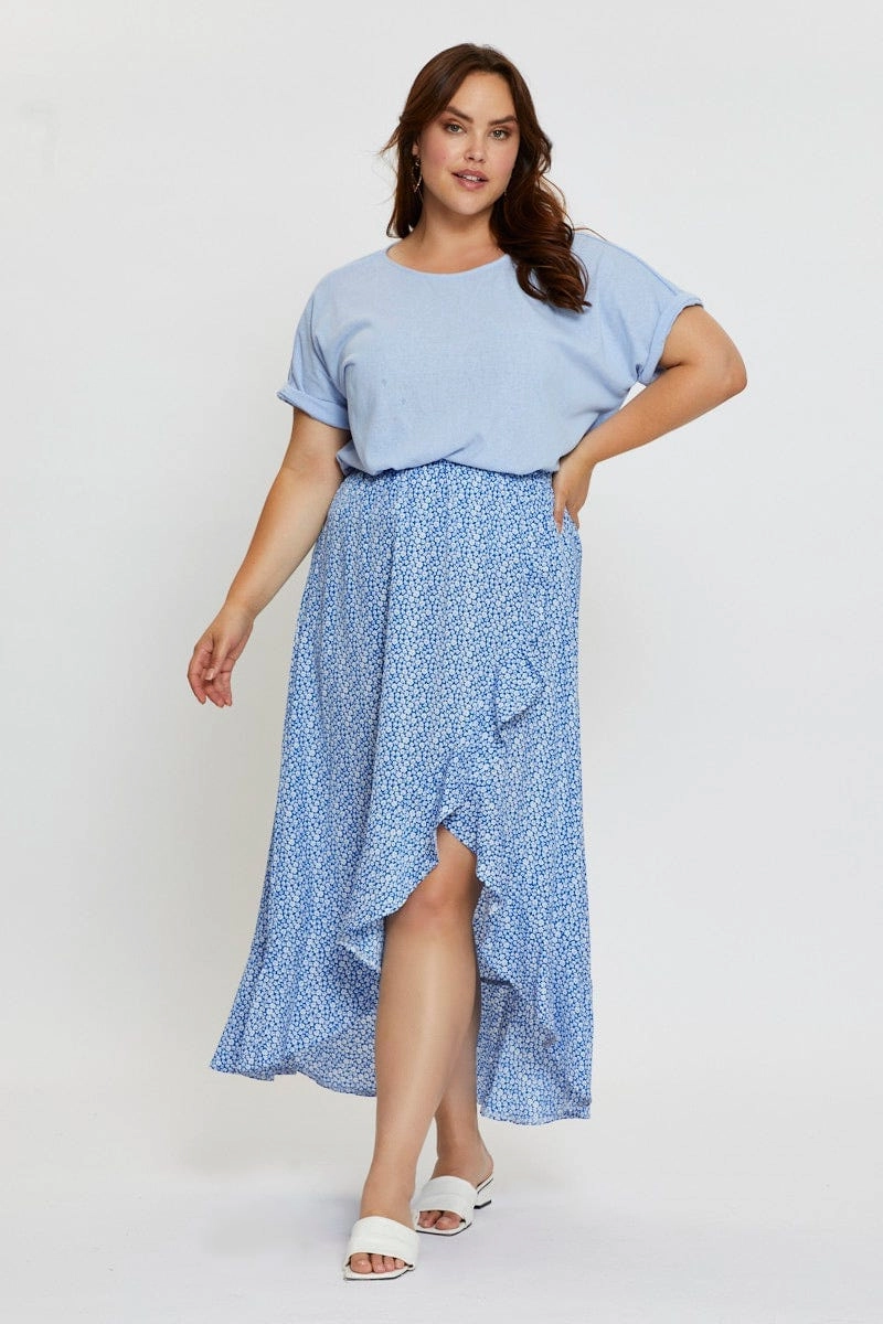 Ditsy Print Wrap Skirt Midi High Waist Simple looks Tonal Look