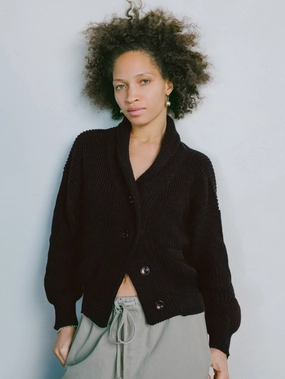 product personalized touch Sloan Cardigan, Organic Tanguis Cotton, Soft Black