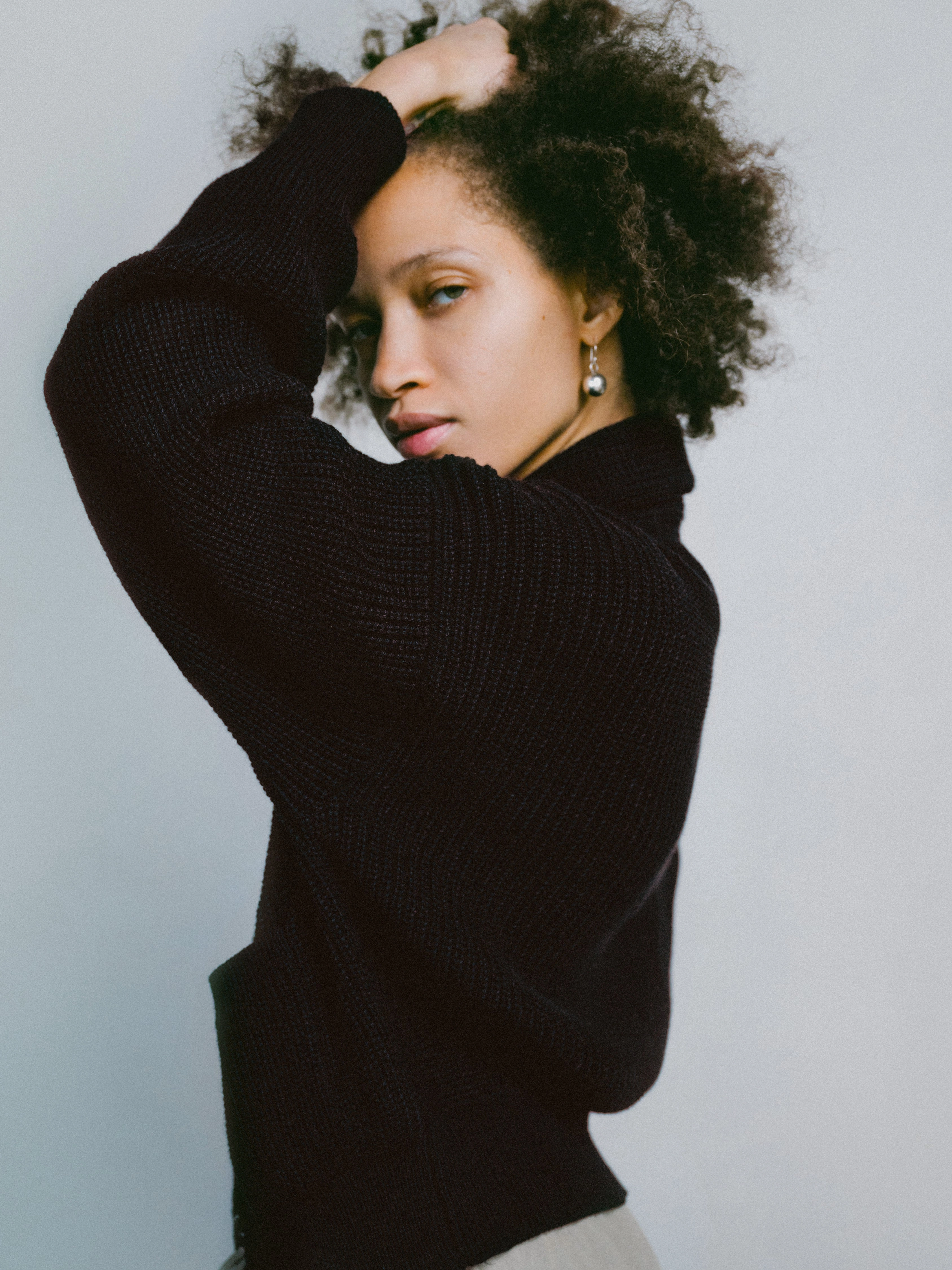 Chambray Sloan Cardigan, Organic Tanguis Cotton, Soft Black