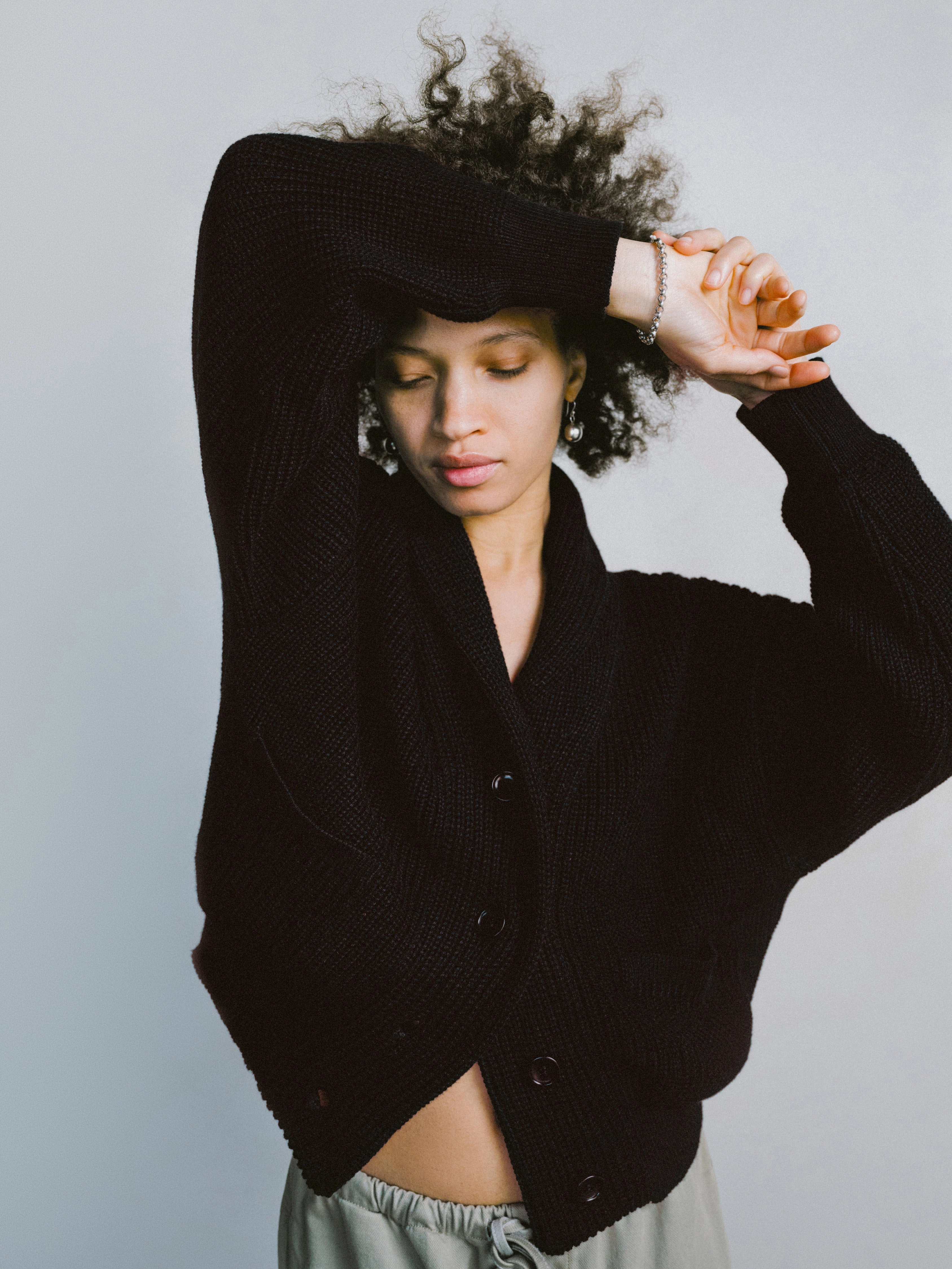 Sloan Cardigan, Organic Tanguis Cotton, Soft Black Winter Wear
