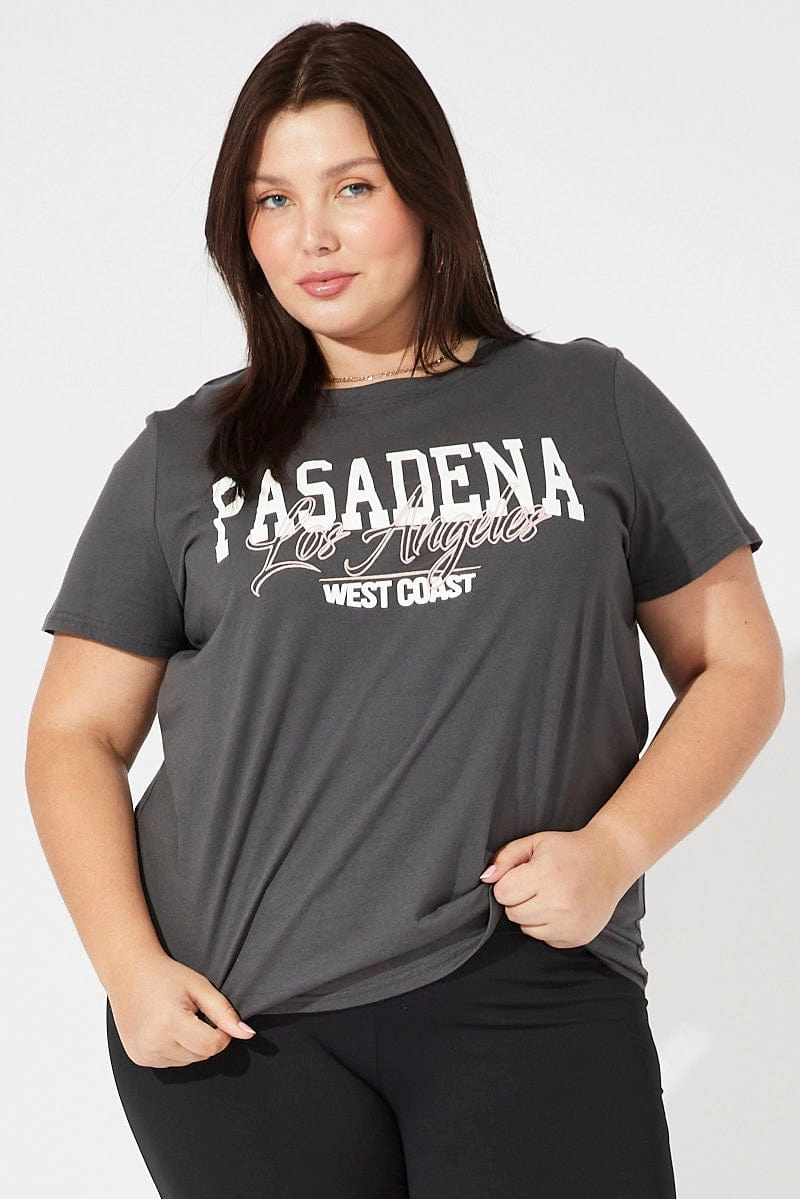 Daily Style Unisex Core Grey Graphic T-shirt Short Sleeve Crew Neck Cropped
